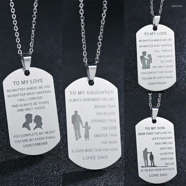 Colares pendentes Série de família amantes da família Sweet Romantic Colaring Lettering Inspirational Love Gifts From Dad Girl Girl/Namorado Anniversary