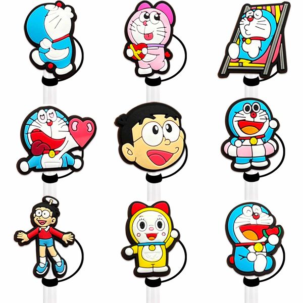 15 Колорки Японские смешные персонажи мультфильмов Силиконовые соломенные аксессуары покрывают чары многоразовый для брызговиц пить