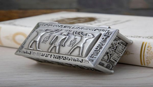 Классическая египетская коробка ювелирных изделий антикварный винтажный декор для дома подарки для хранения колье кольцо кольцо кольцо металлическое искусство кормочное макет1307516