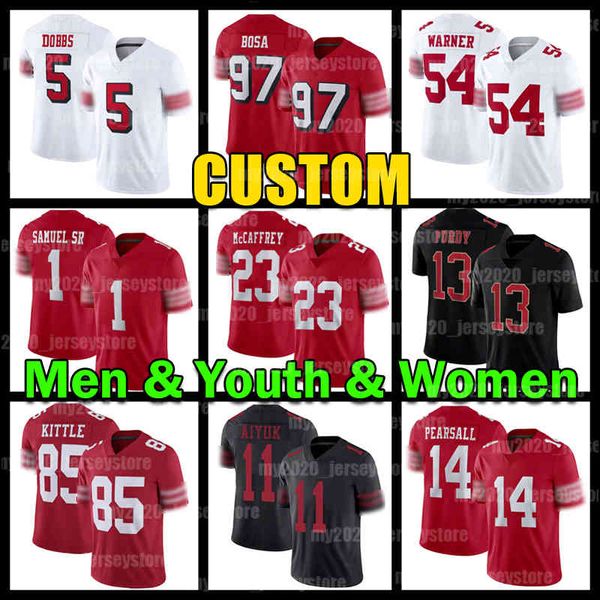 23 Christian McCaffrey Niners Fußballtrikot 13 Brock Purdy 1 Deebo Samuel Sr. 5 Joshua Dobbs Ricky Pearsall George Kittle Fred Warner Jerry Rice Nick Bosa Joe Montana