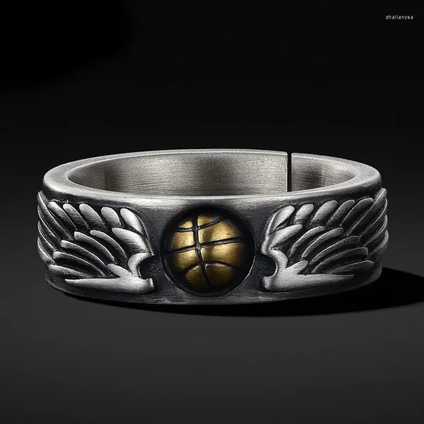 Clusterringe Trendy Gold Silber Collision Männer Ring ein verstellbares Fashion Football Lotus Dragon Klauenmuster Männliches Index -Fingerzubehör