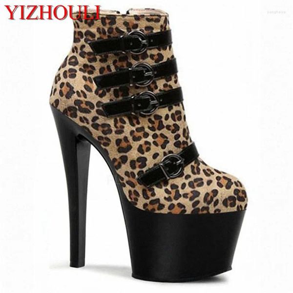 Sapatos de dança cinto fivela baixa bota de 17 a 18 cm de altura grossa e botas de leopardo fábrica direta 15 primavera