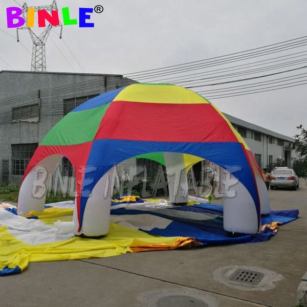 10md (33 piedi) con tenda a cupola gonfiabile gigante arcobaleno a colore arcobaleno a velo con 6 travi, grande tendone al prato per esterni per evento