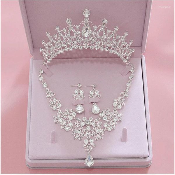 Clip per capelli Rhinestone Crystal Wedding Jewelry Set da sposa set da donna Bride Tiara Crowns Cownlace Set Accessori