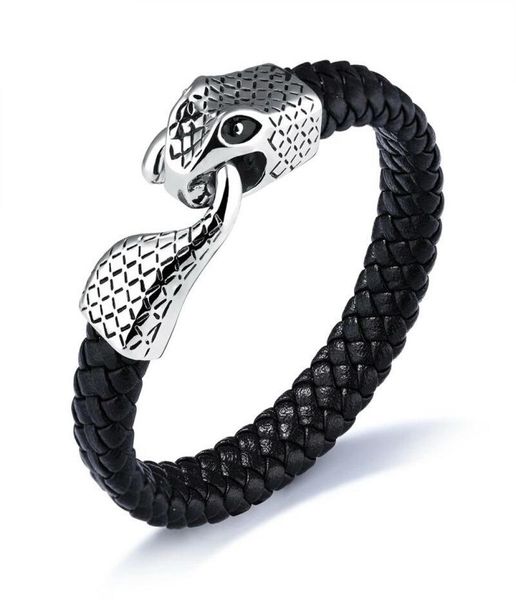 Hip Hop Ouroboros Bracciale per uomini Braccialetti a catena di corda in pelle nera di lusso The Vampire Diaries Mysterious Jewelr9560725