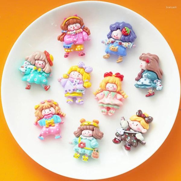 Figurine decorative 10 pezzi di abito kawaii ragazza piatta resina cabochons decorazione telefonica artigianato artigianato gioielli produttori di bambole.