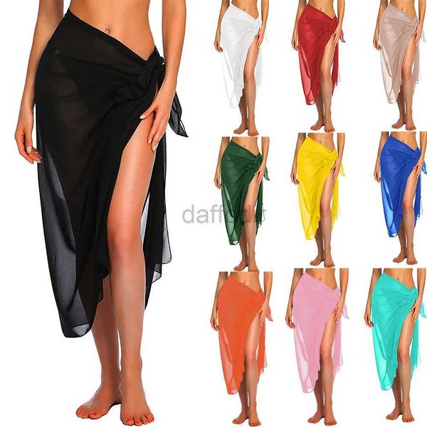 Kadınlar plaj giymek kadınlar uzun kısa sarong mayo örtbaslar yaz plaj bikini sarar mayo örtbasları için şeffaf kısa etek eşarp d240501