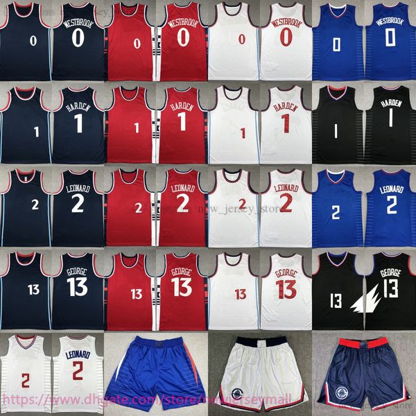 Custom XS-6XL 2 Kawhi Leonard Jersey 2024-25 Nuovo basket 13 Paul George Westbrook James Harden Maglie Shorts Cucite Blue Blue Blue traspirante camicie sportive traspirabili