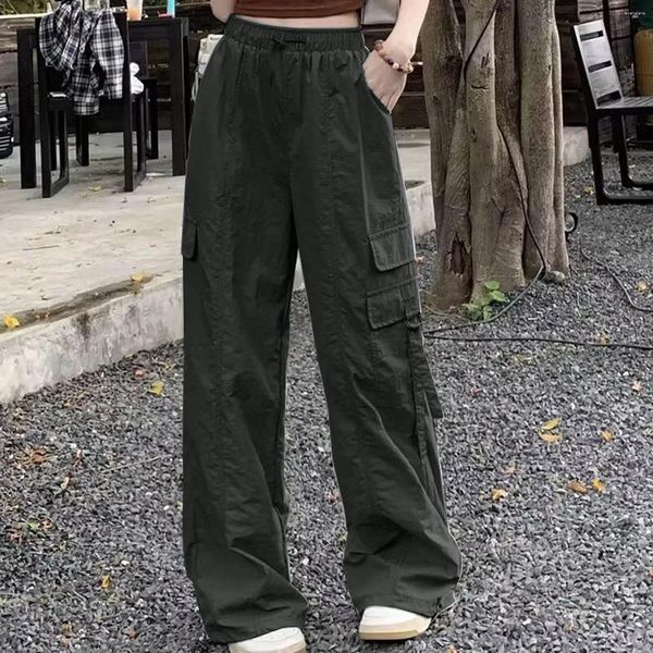 Pantaloni da donna Gumbi di carico da carico pantaloni casual pantaloni hip hop pantaloni che corse pantaloni a gamba larga sottile tubo verticale