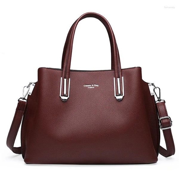 Bolsas de ombro Zipper sólido casual PU Mensageiro de couro para a bolsa feminina Bolsa de grande capacidade