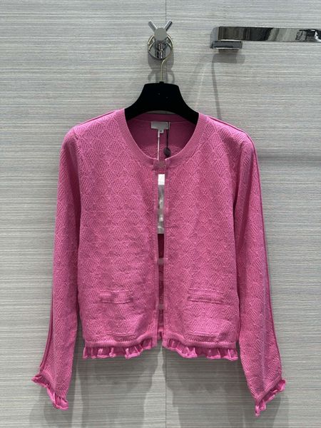 Milan Runway Sweaters 2024 Neuer Frühling O Hals Long Sleeve Tops Marke Same Style Coats Frauendesigner-Pullover 0503-11