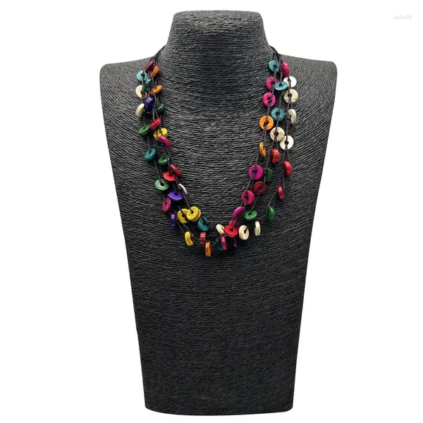 Collane a ciondolo gioielli boemici donna vintage multicolore collana irregolare cocco conchiglia collare fatto a mano