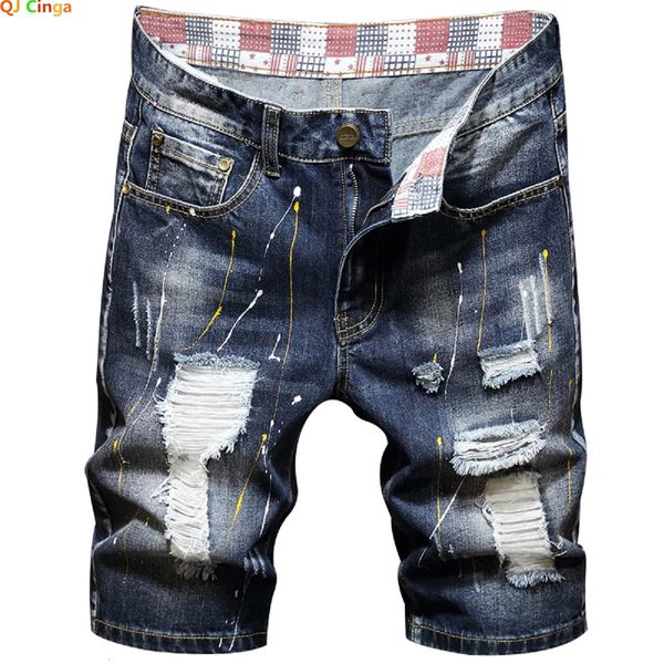 Summer Blue Mens Ripped Jeans Shorts Fashion Casual Denim Plus Tamanho 28-34 36 38 40 Men Slacks 240429