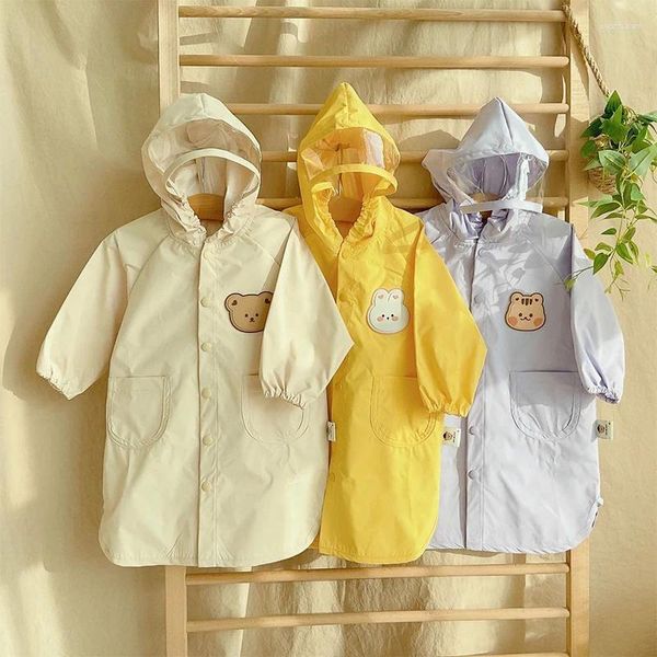 Jacken koreanische Kapuze Kinder Regenmantel Cartoon wasserdichte Kinder faltbare Wiederverwendungsabscheidung Regenmantel Kindergarten Außenkleidung Regenbekleidung Poncho