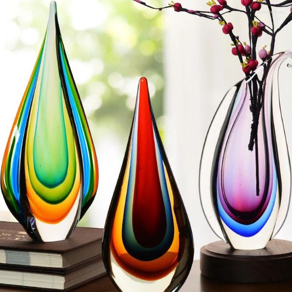 Vasen Nordic Light Luxus Glasflasche Wassertropfen Ornamente kreative Haushaltszubehör Kristall Veranda Wohnzimmer Büro Vase Handwerk