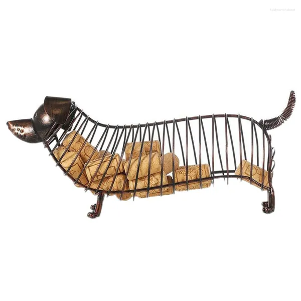 Bolsas de joalheria estatuetas de animais de metal dachshund recipiente de cortiça