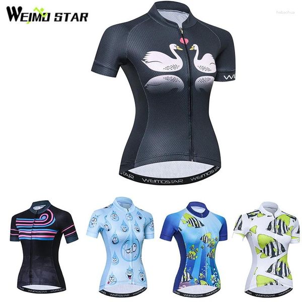 Гоночные куртки черная рубашка лебедя Weimostar Женщины езды на велосипеде Jersey Roupa Ciclismo Mtb Jerseys Bicycle Clothing носить верхние одежды