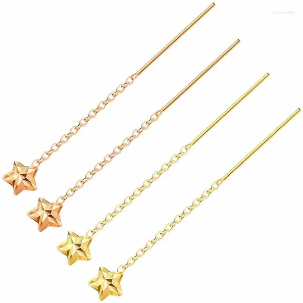 Orecchini penzolanti sorriso Real 18k Gold Star Earline Pure Au750 Colore versatile Cinque Gioielli Boutique femminile Gift E0029