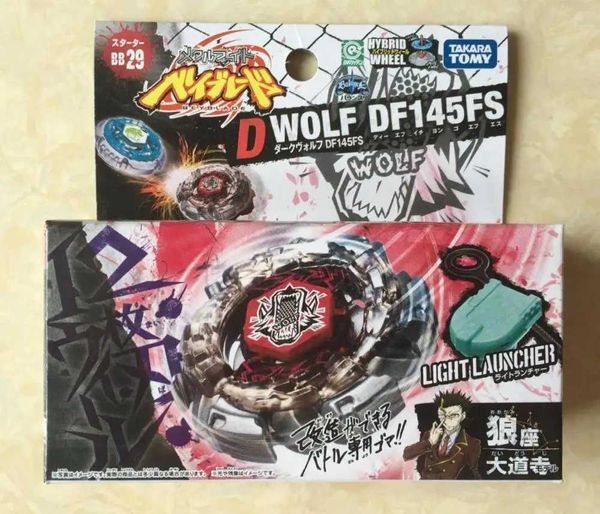 4d Beyblades Takara Tomy Metal Fusion Beyblade Top Toy Rotating BB29 Black Wolf and Launcher Q240430