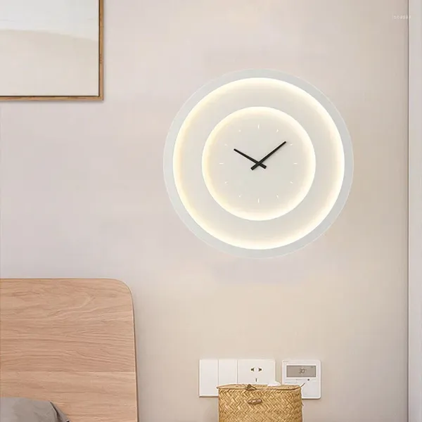 Wandlampe moderne runde LED -Licht mit Uhr Schlafzimmer Wohnzimmer Ess Atmosphäre Home Deco weiß grünem Metall Tropfen