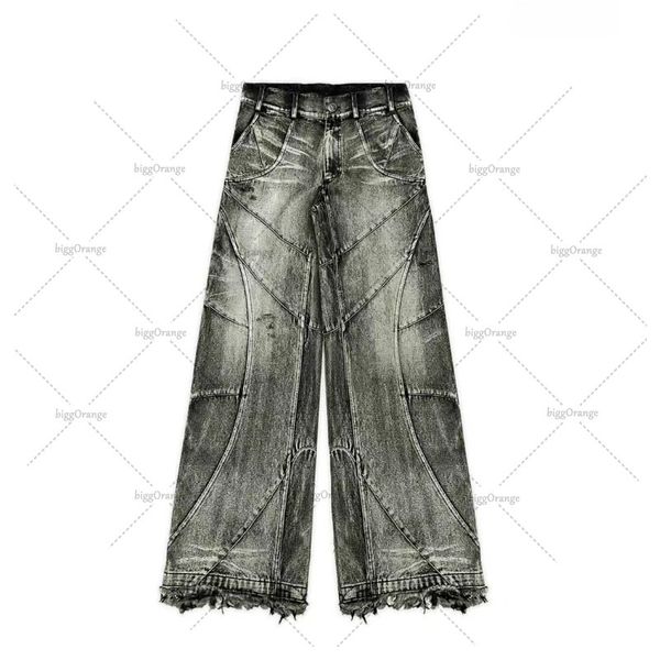 Y2K Streetwear Punk Hip Hope Jeans West Workwear Rapped Rap Style Lavagem larga Plus Tamanho Men Momes Mapping calças 240420