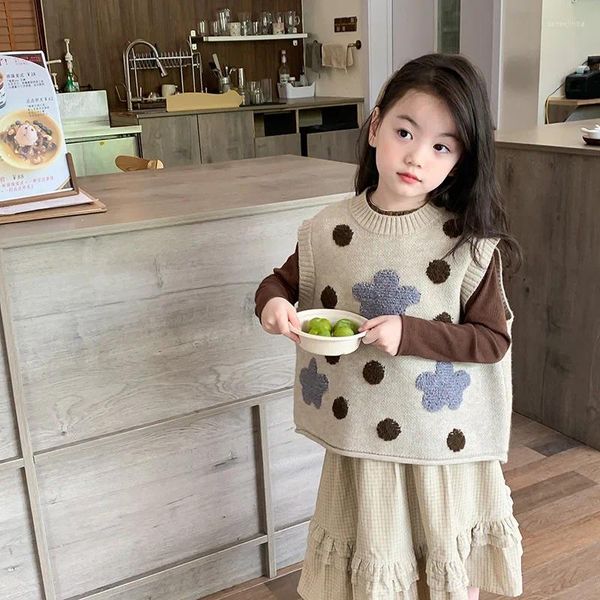 Set di abbigliamento per bambini set bambine in stile coreano giubbotto casual top autunno autunno fiore a pois polo