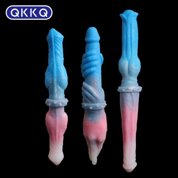 Outros itens de beleza de saúde QKKQ 40cm de comprimento duplo cavalo cão nó nó Fake Penis Monster Feminino Adulto Vaginal Anal Plugue Vaginal Masturbação Homossexual 18+ Q240430