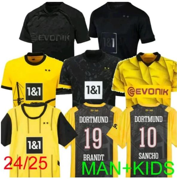 24 25 Futbol Formaları Reus Dortmunds 2023 2024 Borussia Futbol Haller Futbol Gömlek Bellingham Neongelb Hummels Brandt Erkek Çocuklar Özel Kit All Black Maillot De