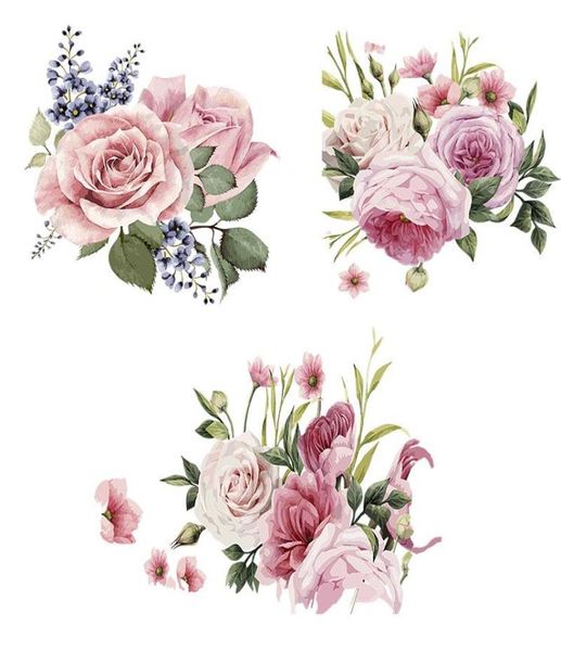 Adesivi a parete Tre Ratelli QCF4 WaterColor Bouquet Flower Car Adesivo PVC Decal per il frigorifero della porta della porta della sala cucina 2311071