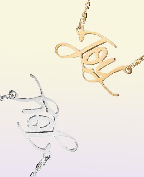 Подвесные ожерелья радость Название колье персонализированное из нержавеющей стали женщины Кокер 18K золото, покрытые алфавитом