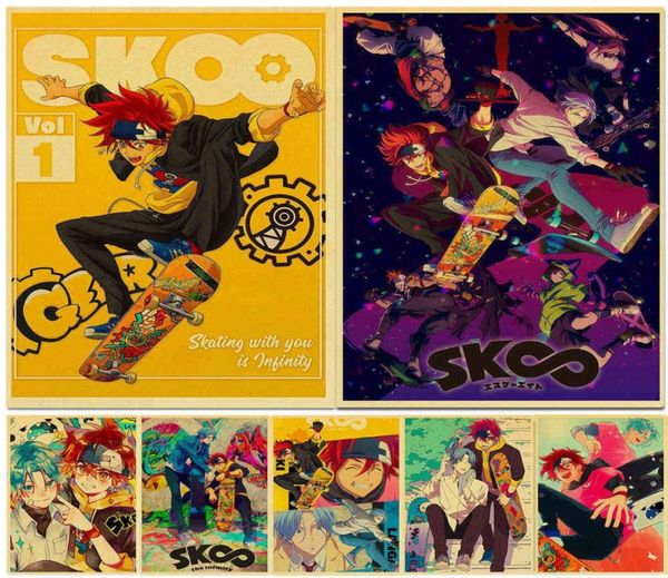 Винтаж SK8 Бесконечные японские аниме -плакаты HD плакаты Kraft Paper Home Decor Изучение спальни бары кафе настенные картины H09285693974