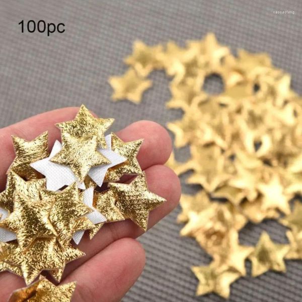 Decoração de festa 100pcs Gold/Silver Stars for Christmas Decor Fabric Fabric Cards Diy Cards Ornamentos Acesso Acessório