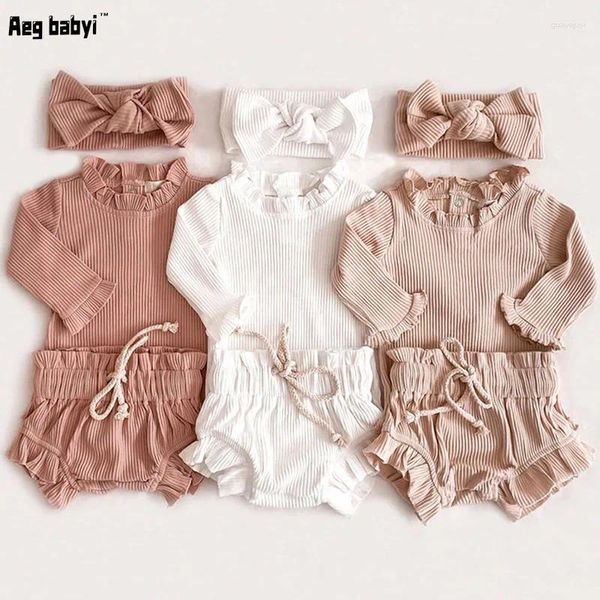 Set di abbigliamento per bambini abiti da bambina set cotone volatine per garnocer tops bloomer outfit primaverili di autunno primaverili