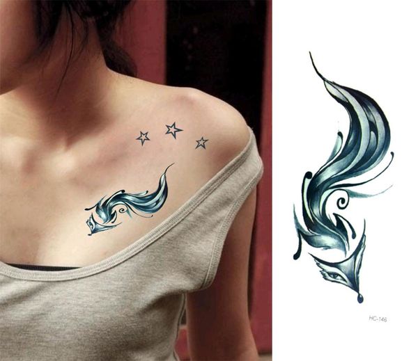 A Fox Waterspers Projeto Tattoos Women039s Moda Body Art Starters Brand Great Quality 9934528