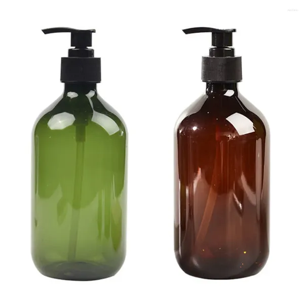Depolama şişeleri 5pcs 300ml 500ml losyon şampuan şişesi Boş pompa plastik sıvı sabun dispenser yeşil kahverengi kaplar vücut yıkama için