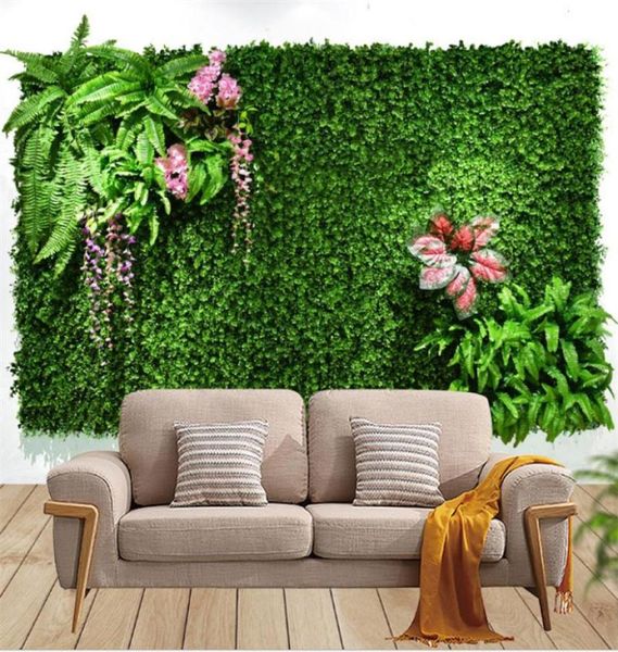 Декоративные цветы венки 40x60 см зеленые искусственные растения настенные панель пластиковая открытая газона декор ковров Домашний свадебный фон p2379999