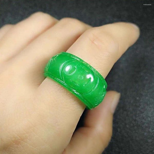 Rings de cluster Ring real jade de jade masculino e feminino esculpido à mão Requintada jadite jóias presente