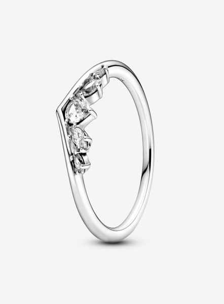 Novos anéis de marca 100 925 Sterling Silver Sparkling Pear Marquise Wishbone Ring for Women Wedding noivado Anéis de moda Jewelr5251209