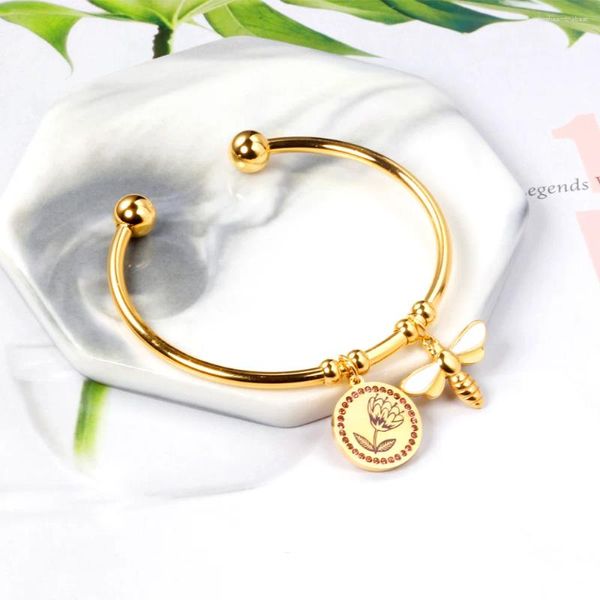 Bangel Luxukisskids Handgelenk Manschetten Armbänder Armreifen für Frauen verstellbare Hand Goldfarbe mit Charme Elegant Damen Juwely Geschenk