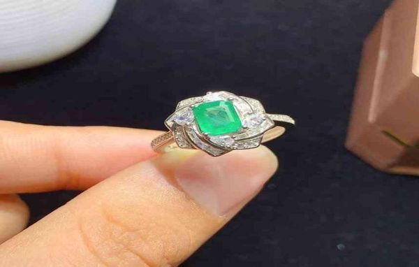 2021 Green Emerald Gemstone for Women Jewelry Real 925 Silver Certified Natural Gem noivado Ring Good Presente8198368