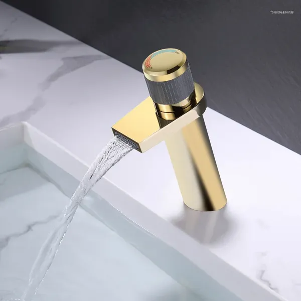 Bad Waschbecken Wasserhähnen Messing Wasserfall Wasserhahn ein Griff Loch Mode Design Top -Qualität Kupferkaltes Basin Mixer Tap Gold/Chrom