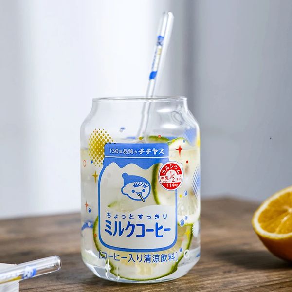 246pcs kawai Японский милый йогурт Jun Can Стеклянные чашки Heametresatant молоко