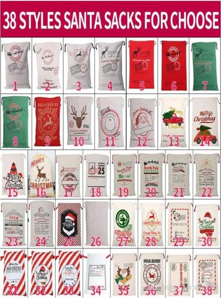 Canvas Weihnachten Santas Tasche Große Draw -String -Süßigkeiten Claus Taschen Weihnachtsgeschenk Santa Sacks für Festivaldekoration9662553