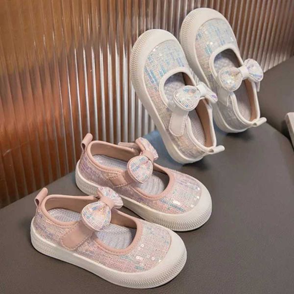 Athletic Outdoor Girls Schuhe Fashion Pailletten -Leinwand Sneakers Kinder Bogen Prinzessin Flats Atmungsfreie Babystudent