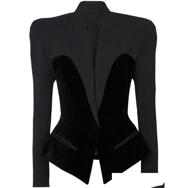 Womens Suits Blazers Kadınlar Yüksek Sokak Est 2023 Tasarımcı Ceket İnce Patchwork Veet Blazer 231005 Damla Teslimat Giyim Pıhtısı DHRVR