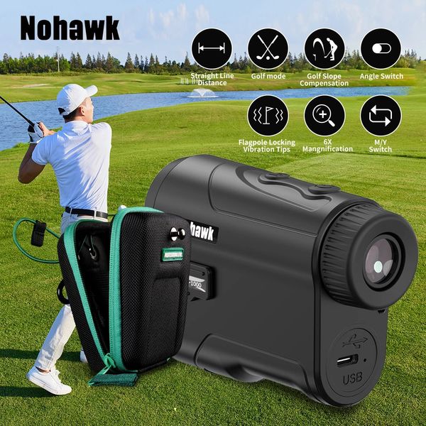 Rangefinders de laser inteligentes com bloqueio de bandeira tipo C Tipo-C USB Monocular Range Finder com interruptor de ângulo para caça ao esporte de golfe 240426