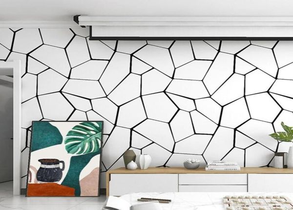 Neu veröffentlichtes Nordic Style Wallpaper Black White Geometrisches Muster 3D Stereo moderne minimalistische PVC -Wallpaper4228948