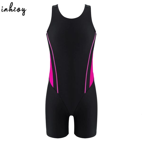 Kinder Mädchen Legsuit Badeanzug ärmellose ein Stück Badebekleidung Sport Rashguard Shorty Schweinsanzug Surfen Schwimmanzug Bodysuit 240430