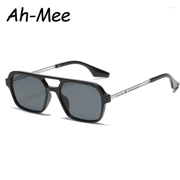 Óculos de sol Fashion Square Beam Double Men Men Man Brand Punk Small Glasses Sun Glasses feminino Óculos de metal retro UV400