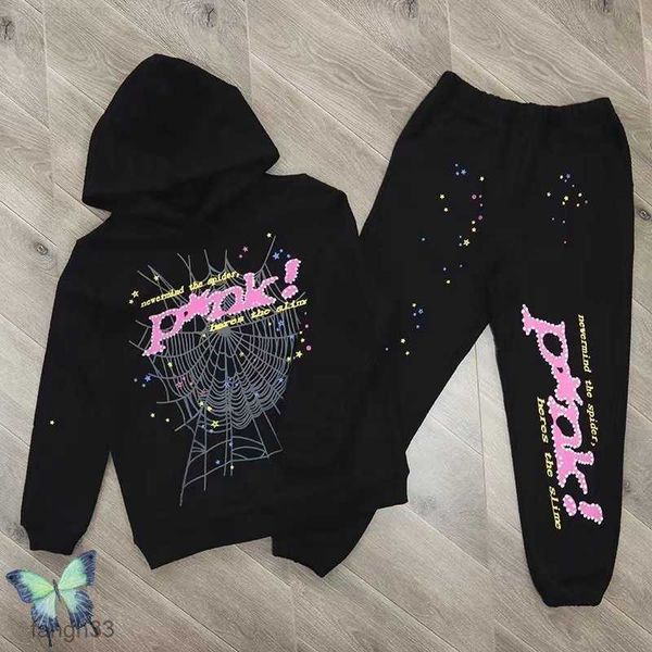 Erkek Hoodies Sweatshirts Siyah Kahverengi Örümcek Kapşonlu Sweatshirt Gerçek Fotoğraf Takip Web Saklama Sweatpants Set